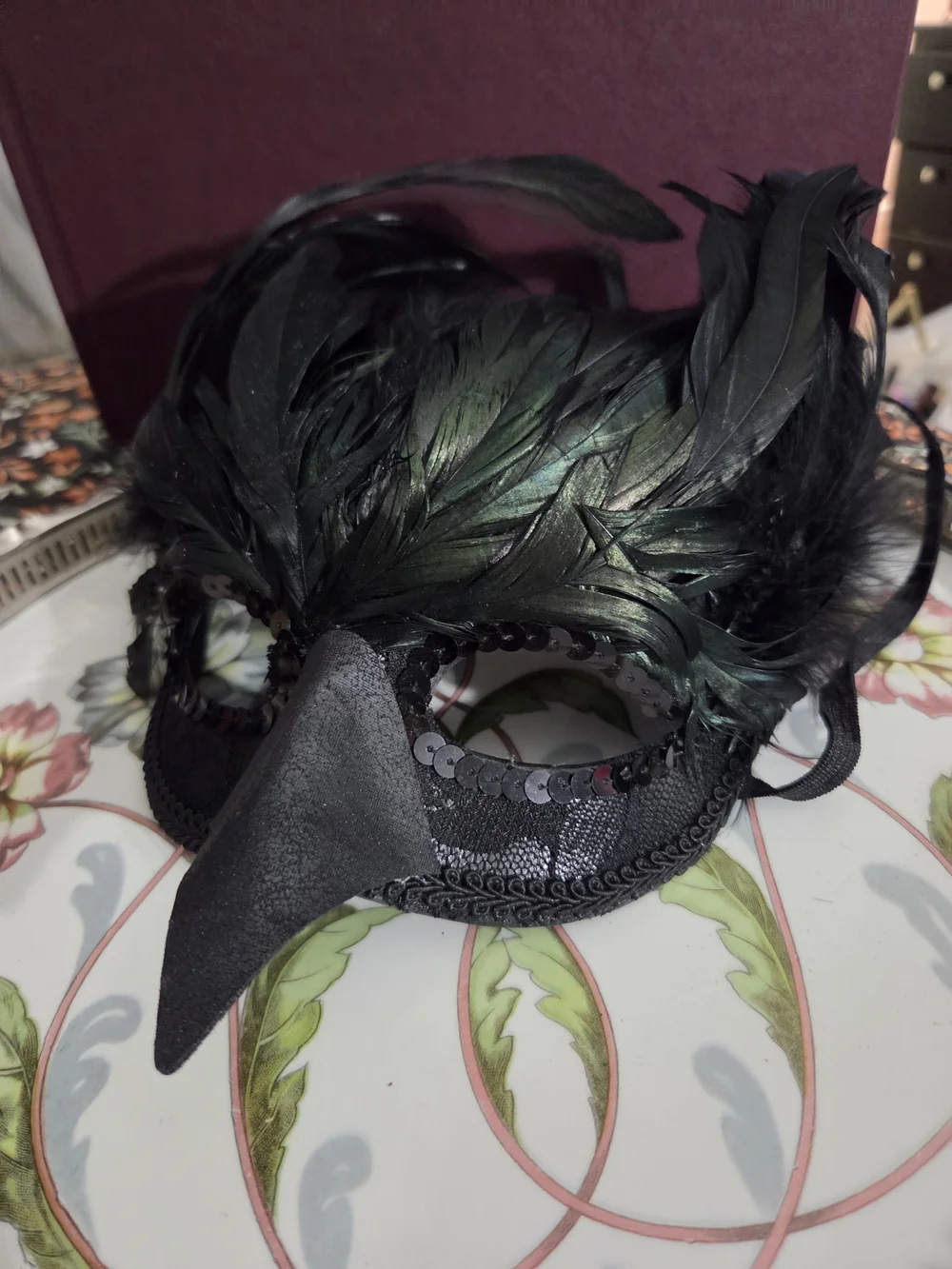 Black Feather Raven Masquerade Mask Set/2 NEW